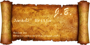 Jankó Britta névjegykártya
